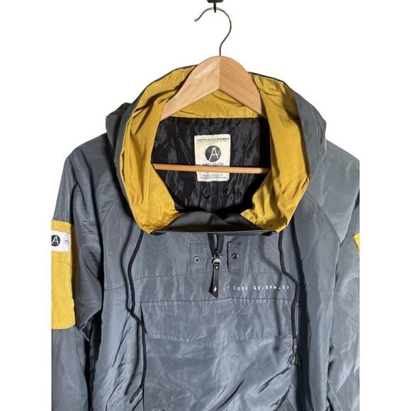 Once Again Grey Yellow Pullover Front Pocket Jacket Streetwear Hooded One Size - Picture 7 of 9